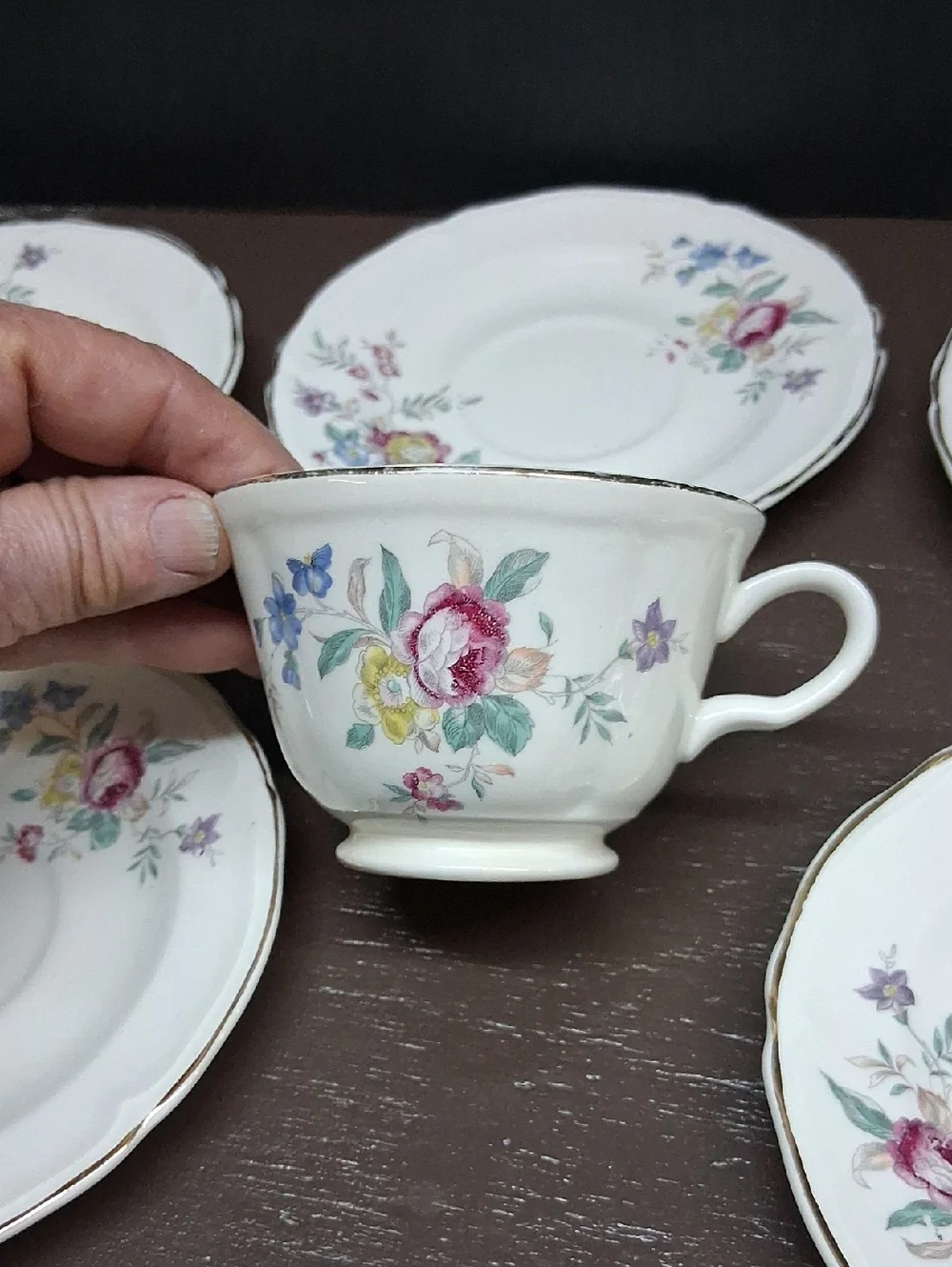 6 Pc EDWIN KNOWLES-4 Saucers, 1 Cup, 1‎ Dessert Plate-Replacement Pieces Winslow